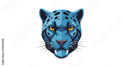 Stylized azure jaguar portrait displaying a focused gaze and strong facial structure emblem