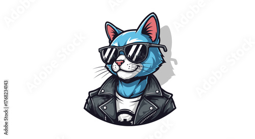 Cool cat character wearing sunglasses and a leather jacket adds a touch of rebellion
