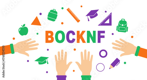 Colorful educational vector graphic illustrating the joy of learning and growth