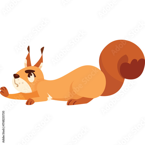 Wall Mural Pixel art cartoon squirrel with large bushy tail stretching on transparent backg