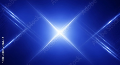 Dynamic Blue Background with Central Light Burst and Geometric Lines for Technology and Futuristic Designs