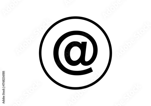 Icono negro de arroba en fondo blanco
