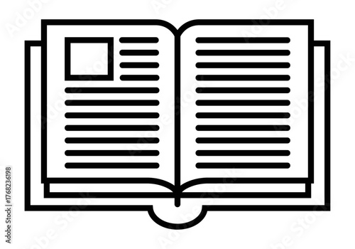 Icono negro de libro abierto en fondo blanco