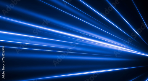 Futuristic Blue Light Streaks Speeding Through Darkness Representing Technology and Innovation with High Energy