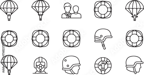 Basic Line Icon Design Collection with Rounded Geometric Shapes