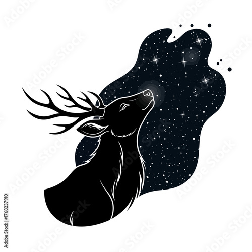 Gentle Forest Cryptid Gazing Contemplatively at a Twinkling Winter Starry Night