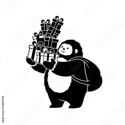 Kind-Hearted Snow Creature Benevolently Delivering Wrapped Holiday Gifts