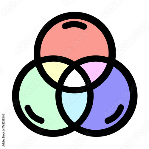 Vibrant icon representing the CMYK color model- perfect for photography-related projects and branding. Illustrates color mixing and printing processes.