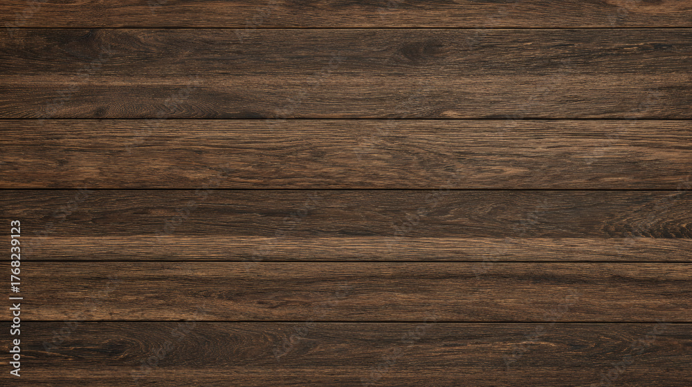 Fototapeta premium Rustic weathered dark brown wooden planks background with visible grain and texture for natural design elements