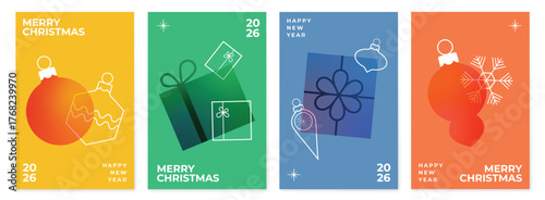 Modern christmas and new year greeting cards collection