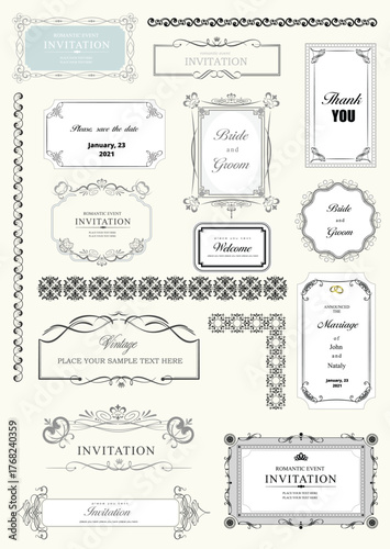 Ornate Vintage Calligraphy Wedding Design Accents