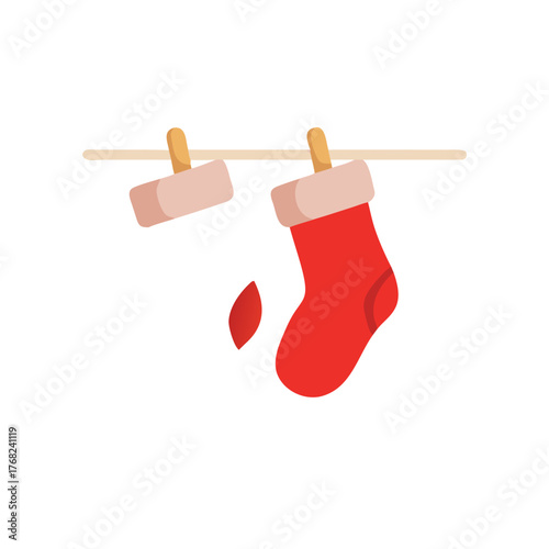 Christmas stockings hanging on a clothesline
