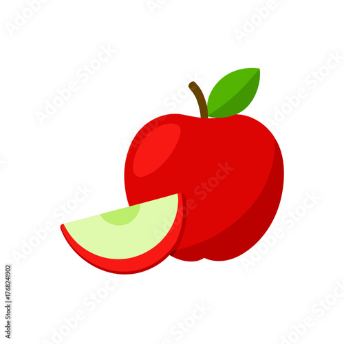 Illustration of a red apple with a slice