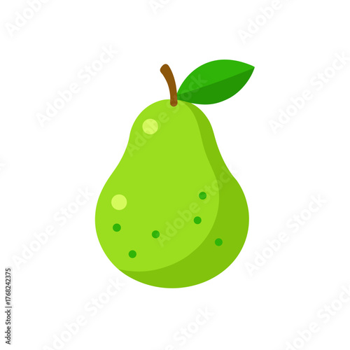 Illustration of a green pear with a leaf