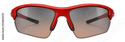Interchangeable lens sports sunglasses with a stylish red frame.