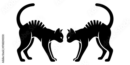 A symmetrical design of two black cats illustrating the concept of pets friendship, a versatile and scalable vector clipart