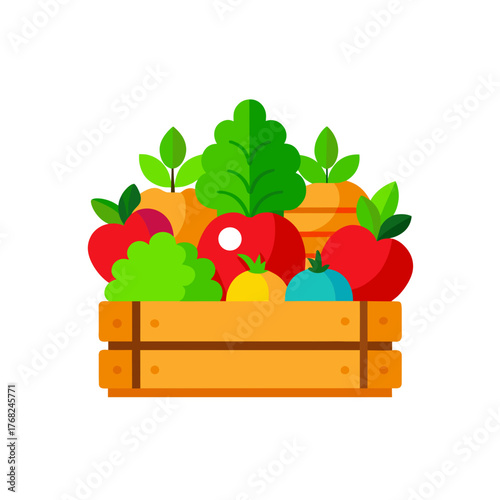 Wooden crate filled with fresh produce