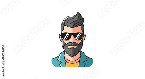 Cool and stylish man with a beard and sunglasses representing modern design concept