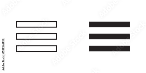 Tableau sur toile Outline and filled icon of three horizontal lines