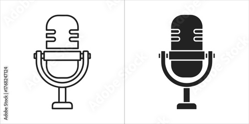 Two microphone icons, one outline and one filled