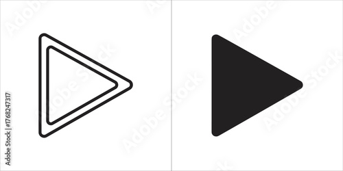 Outline and filled triangle play button icon