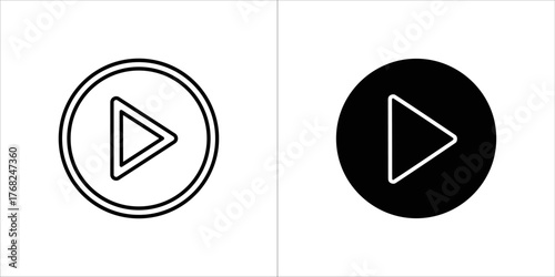 Two play buttons in circles, one outlined and one filled