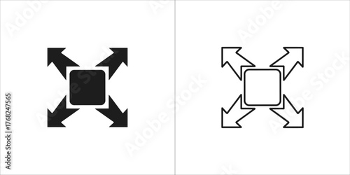 Expand and contract icon, one filled and one outlined