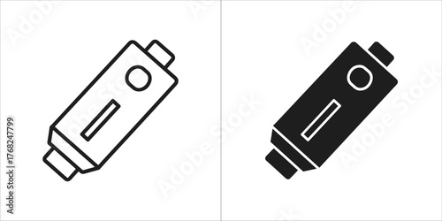 Two icons of usb flash drive, one outline and one solid