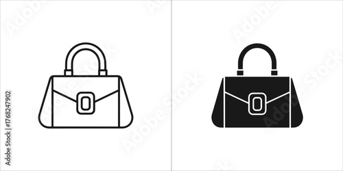 Handbag with handle and clasp