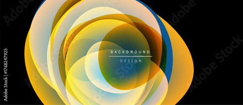 Abstract layers create dynamic visual effect. Warm colors dominate, blending into cooler tones. Modern design element for backgrounds.