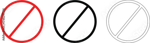 No Entry vector icon isolated on white background — red prohibition sign symbol for restriction, warning, and safety regulation design