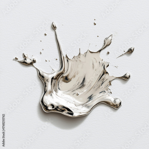 a sliver foil paint splash on a white background