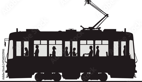 City Tram Silhouette Vector Illustration Transport Transit Design