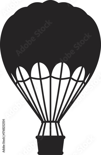 Stylized Air Balloon With Hanging Basket Vector Illustration of Air Transportation Device