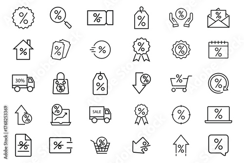 Discount icon set.  Sale Coupon, Promotion offer sign, Discount price tag. Sale, coupon, shopping, shop, mega sale, special promo, promotion, fast offer, sale  outlet, collection. Vector illustration.