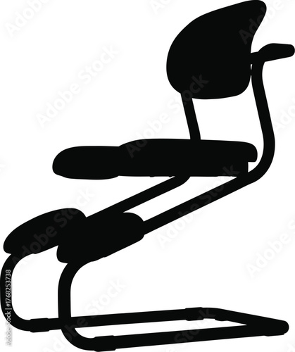 Kneeling Chair Silhouette Ergonomic Office Chair Posture Correction Seat Furniture Illustration