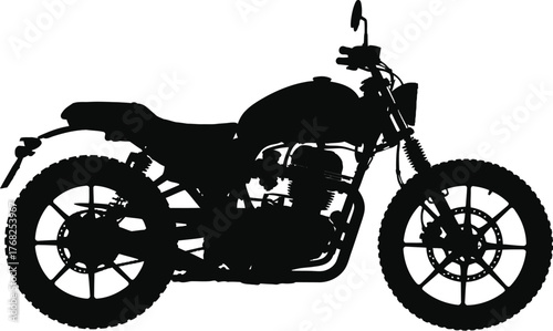 Silhouette Motorcycle Classic Custom Transport Vehicle Mobility Adventure Illustration