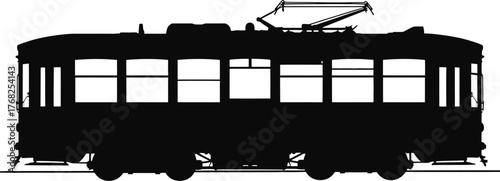 Vintage Tram Silhouette Public Transport Vehicle Nostalgic Train Transportation System Railcar