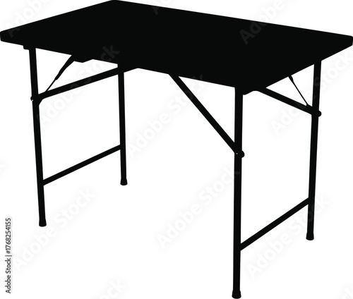 Folding Table Silhouette Vector Illustration for Outdoor Activities and Flexible Furniture