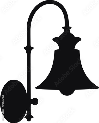 Vintage Wall Lamp Silhouette Vector Illustration for Street Lighting Decorative Element