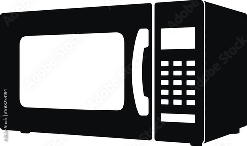 Microwave Oven Silhouette Kitchen Appliance for Quick Food Preparation Heating Cooking