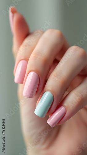 Wallpaper Mural Colorful gradient nails showcase sparkling design at a beauty studio during a manicure session Torontodigital.ca