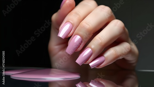 Colorful gradient nails showcase sparkling design at a beauty studio during a manicure session