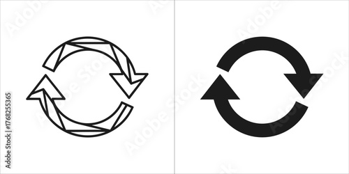 Circular arrow icon, both outlined and filled