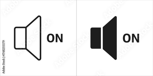 Two speaker icons, one outline and one filled, indicating sound on