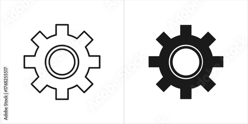 Two gears, one outlined and one solid black