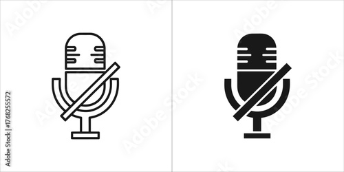 Microphone mute icon in outline and filled style