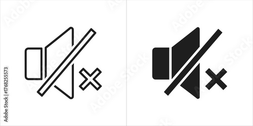 Mute speaker icon in outline and solid black