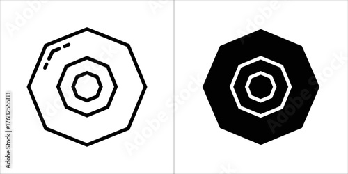Octagon shape with concentric circles, outline and filled versions