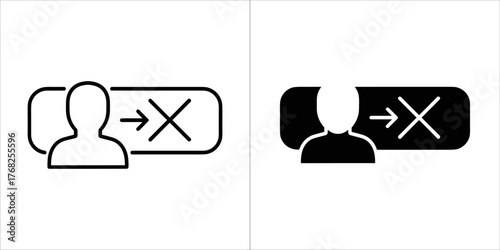 User icon with an arrow and a cross, outline and filled versions